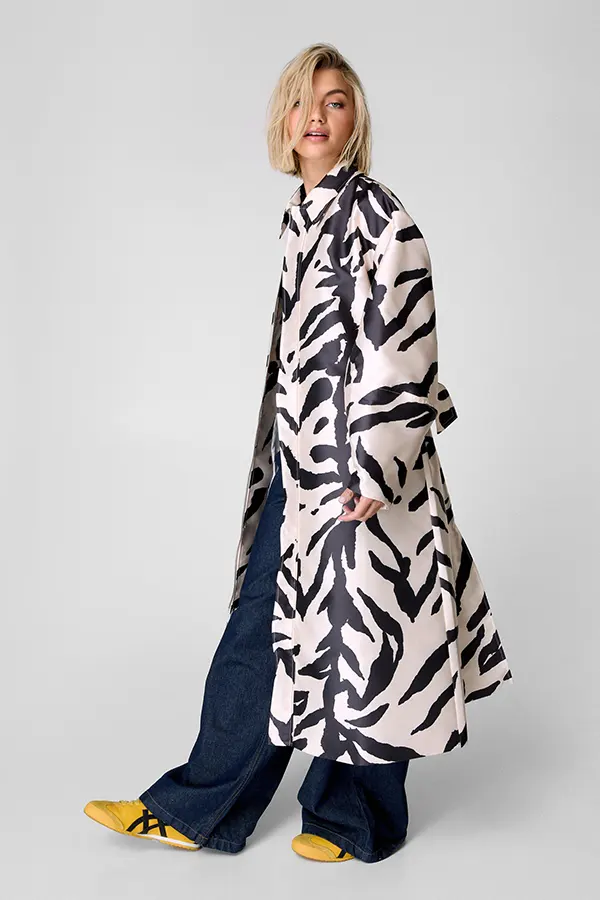 Premium Zebra Satin Twill Car Coat