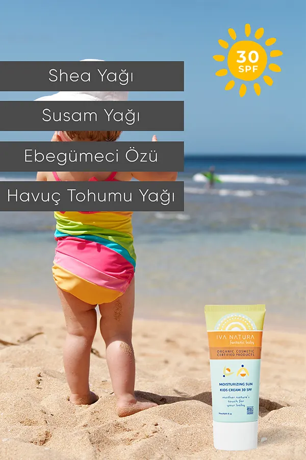  Organik Sertifikalı Koruyucu Bebek Ve Çocuk 30 Spf Güneş Kremi Mineral Filtreli