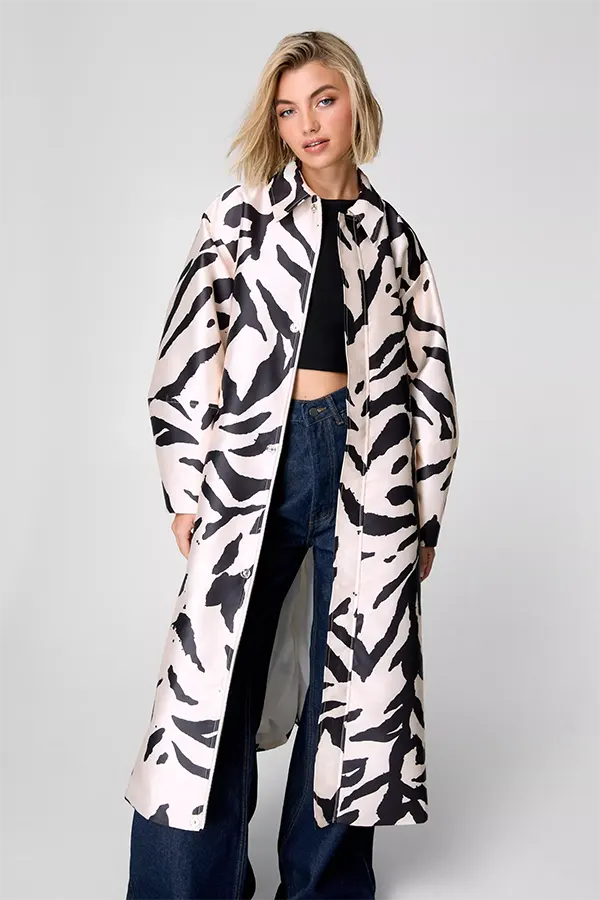 Premium Zebra Satin Twill Car Coat