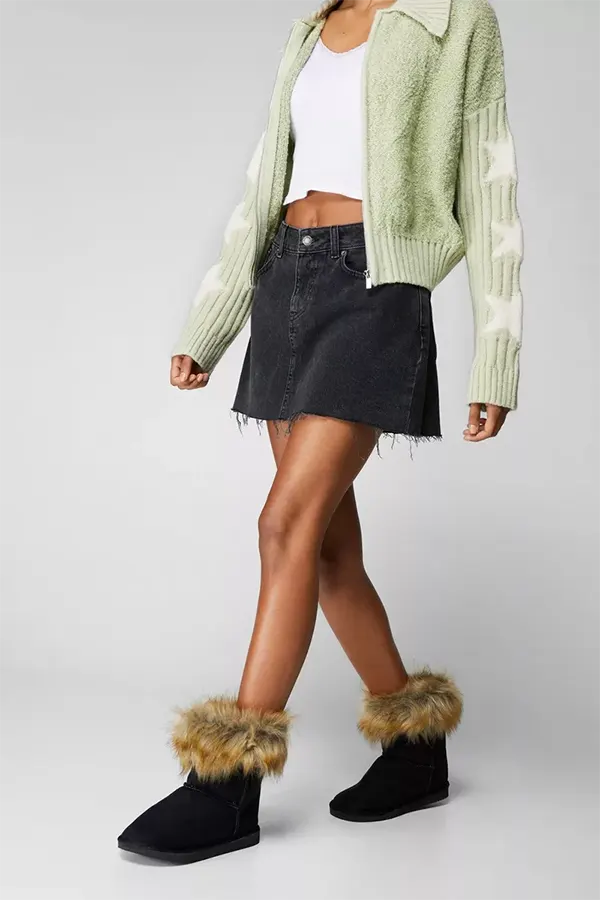 Faux Fur Mini Ankle Boots