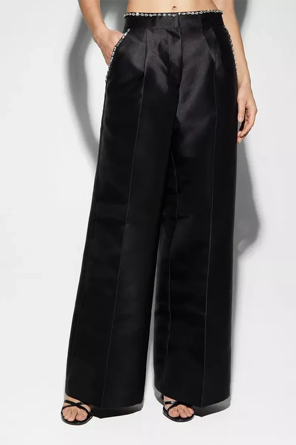 Satin Twill Wide Leg Trousers