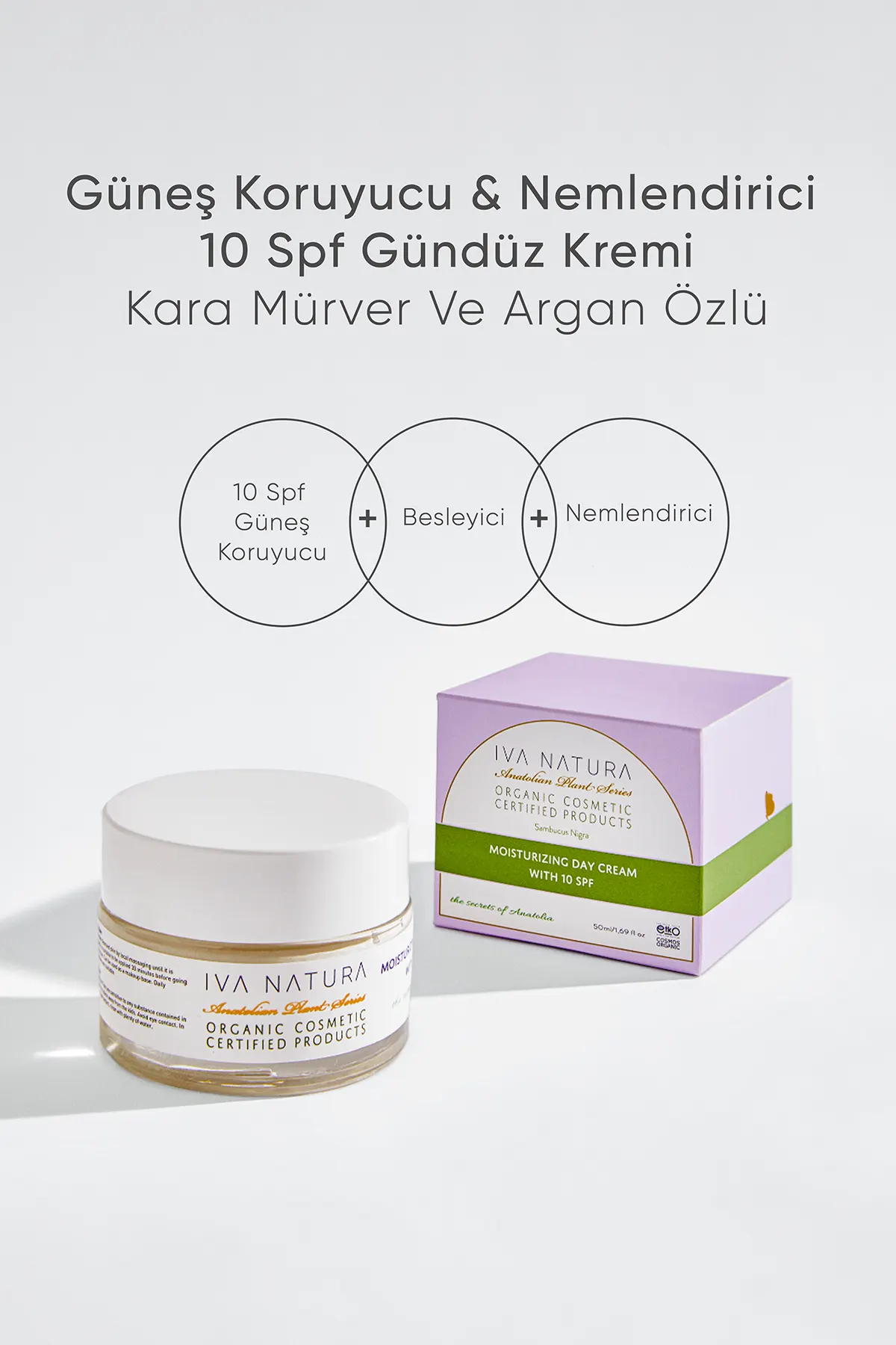 Güneş Koruyucu & Nemlendirici 10 Spf Gündüz Kremi Kara Mürver Ve Argan Özlü